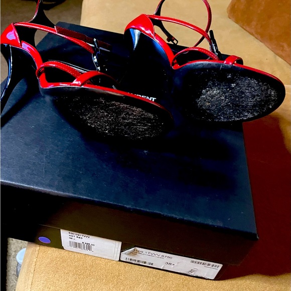 Saint Laurent red size 8.5 4 inch heel height. - Picture 6 of 13